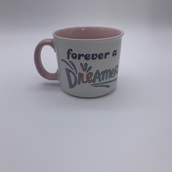 Good Day 16 Oz White & Speckled Coffee Mug “FOREVER A DREAMER “ Pink Inferior - Picture 7 of 8